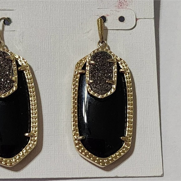 Kendra scott Emmy gold black and drusy Earrings new - Picture 4 of 6